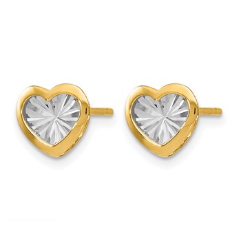 Leslie's 14K w/White Rhodium Polished and D/C Heart Post Earrings — alternate view