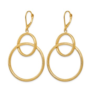 Leslie's 14K Scratch Finish Round Leverback Earrings — alternate view