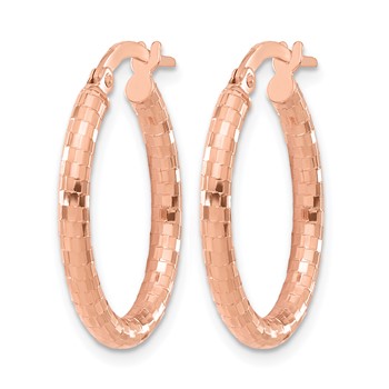 Leslie's 14K Rose Gold Textured Oval Hoop Earrings — alternate view