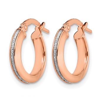 Leslie's 14K Rose Gold Polished Glimmer Infused Hoop Earrings — alternate view