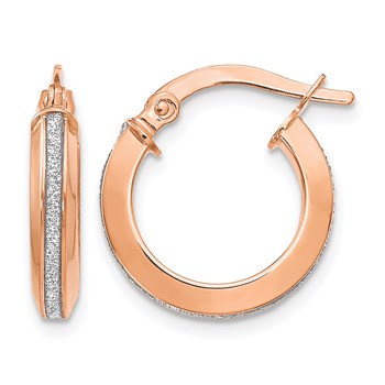 Leslie's 14K Rose Gold Polished Glimmer Infused Hoop Earrings