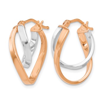 Leslie's 14K w/Wht/Rose RH-plating Polished Hinged Hoop Earrings — alternate view