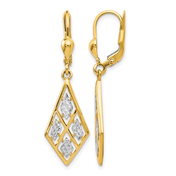 Leslie's 14K with Rhodium D/C Leverback Earrings