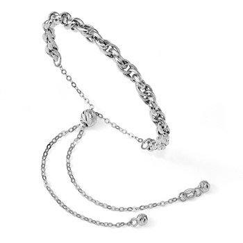 Leslie's 14K White Gold Polished Fancy Link Adj. Bracelet — alternate view