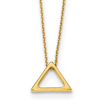 Leslie's 14K Polished Triangle Pendant 16 inch w/2 in extender Necklace