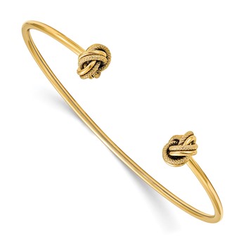 Leslie's 14K Polished and Textured Love Knot Flexible Cuff Bangle