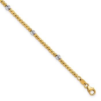Leslie's 14K Two-tone Polished D/C Beaded Bracelet