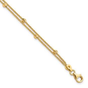 Leslie's 14K Gold Polished and Diamond-cut Beads 2 Strand Bracelet
