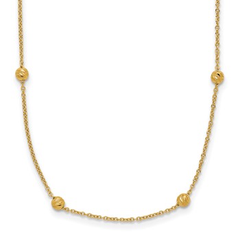 Leslie's 14K Polished D/C Beaded 17in with 2in ext. Necklace