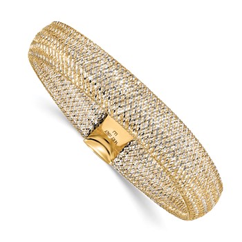 Leslie's 14K w/Rhodium Polished Mesh Stretch Bracelet
