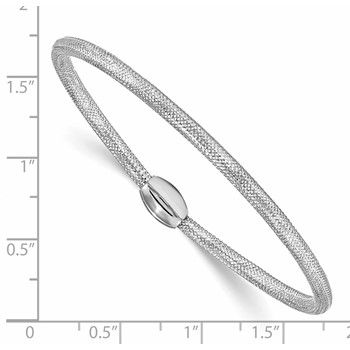 Leslie's 14K with White RH-plating Polished Mesh Stretch Bracelet — alternate view