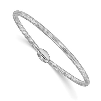 Leslie's 14K with White RH-plating Polished Mesh Stretch Bracelet