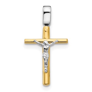 Leslie's 14K Two-tone Polished Crucifix Cross Pendant