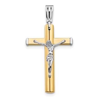 Leslie's 14K Two-tone Polished Crucifix Cross Pendant