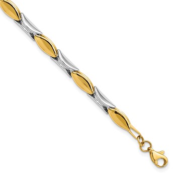Leslie's 14K Two-tone Polished Fancy Link Bracelet