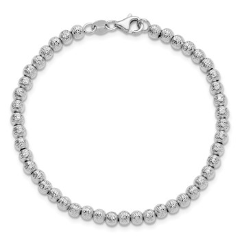 Leslie's 14K White Gold Polished and Diamond-cut Beaded Bracelet — alternate view