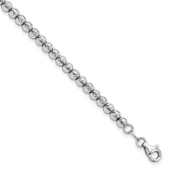 Leslie's 14K White Gold Polished and Diamond-cut Beaded Bracelet