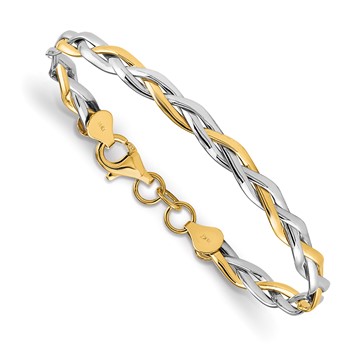 Leslie's 14K w/Rhodium Polished Twisted Bracelet