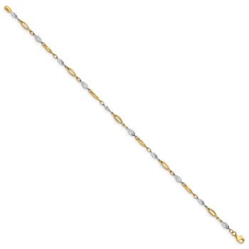 Leslie's 14K Two-tone Polished Fancy Link Anklet — alternate view