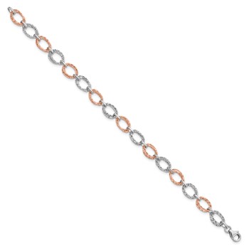 Leslie's 14K Two-tone Polished and Textured Bracelet — alternate view