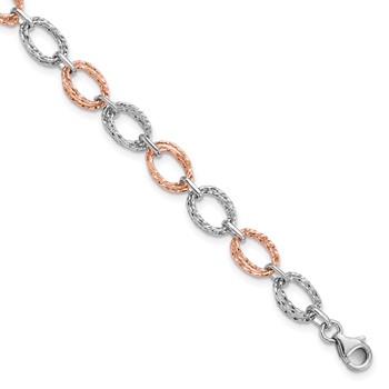 Leslie's 14K Two-tone Polished and Textured Bracelet