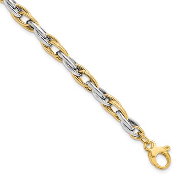 Leslie's 14K Two-tone Polished w/.5in ext. Bracelet