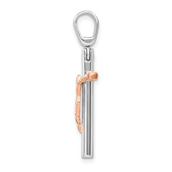Leslie's 14K Two-tone Rose and White Gold Crucifix Pendant — alternate view