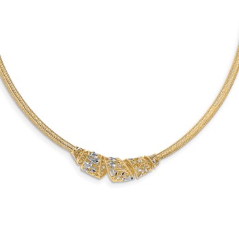 Leslie's 14K & White Rhodium Mesh D/C Necklace