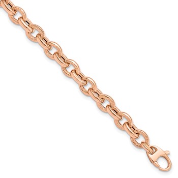 Leslie's 14K Rose Gold Textured Link Bracelet
