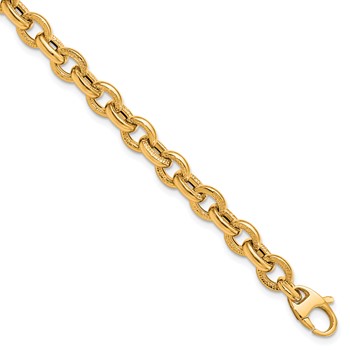 Leslie's 14K Polished and Textured Link Bracelet