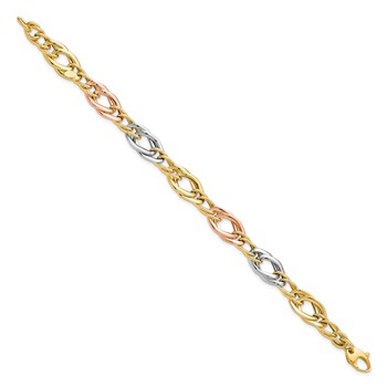 Leslie's 14K Tri-Color Polished Link Bracelet — alternate view