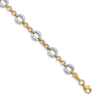 Leslie's 14k Two-tone Polished Fancy Link Bracelet