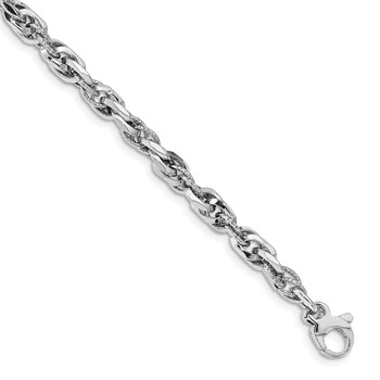 Leslie's 14k White Gold D/C Polished Link w/.5 Bracelet