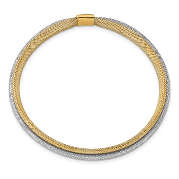 Leslie's 14K w/Rhodium Polished Mesh Stretch Bracelet — alternate view