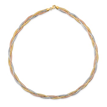 Leslie's 14k with White Rhodium and Rose Gold Plating Polished 17 inch Mesh Necklace — alternate view