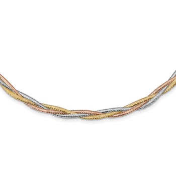 Leslie's 14k with White Rhodium and Rose Gold Plating Polished 17 inch Mesh Necklace