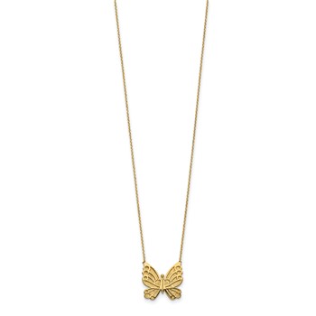 Leslie's 14k Polished and Brushed Butterfly w/ 2in ext Necklace — alternate view