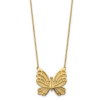 Leslie's 14k Polished and Brushed Butterfly w/ 2in ext Necklace