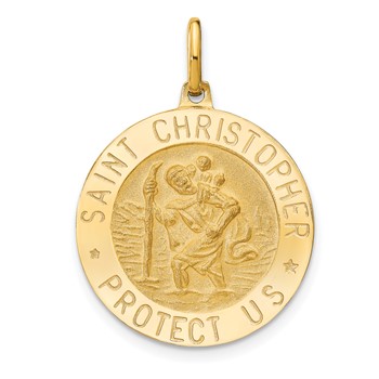 Leslie's 14k Polished and Satin Round St. Christopher Pendant