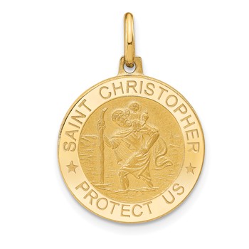Leslie's 14k Polished and Satin Round St. Christopher Pendant