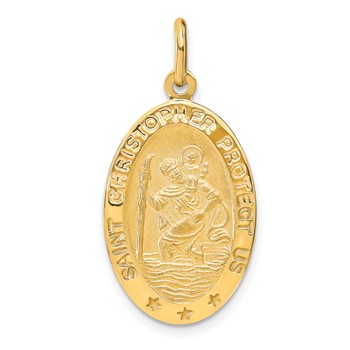 Leslie's 14k Polished and Satin Oval St. Christopher Pendant