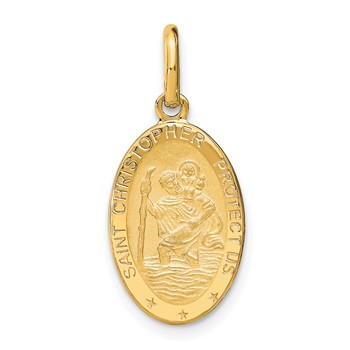 Leslie's 14k Polished and Satin Oval St. Christopher Pendant
