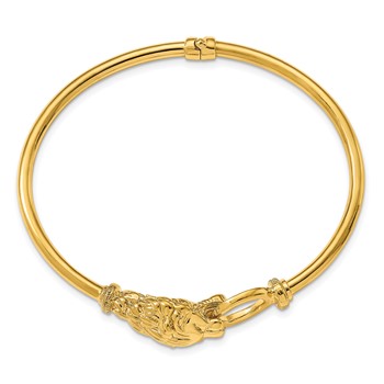 Leslie's 14k Polished Lion's Head Hinged Bangle — alternate view