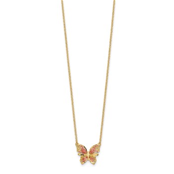 Leslie's 14K Polished D/C w/ Pink Enamel Butterfly Necklace — alternate view