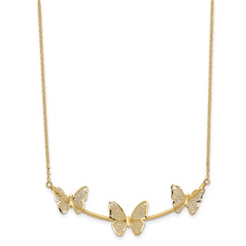 Leslie's 14K Polished Filigree 3-Butterfly Bar Necklace — alternate view