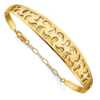 Leslie's 14k Polished D/C w/ Safety Chain Bangle