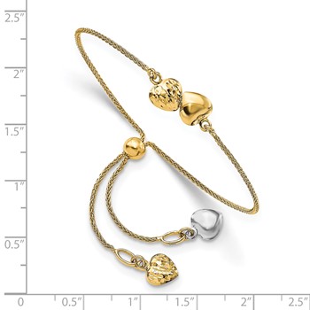 Leslie's 14K Two-tone Polished D/C Heart Adjustable Bracelet — alternate view