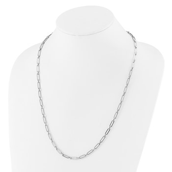 Leslie's 14K White Gold Polished Flat Oval Link Necklace — alternate view