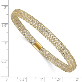 Leslie's 14K with Rhodium Polished Stretch Bangle — alternate view