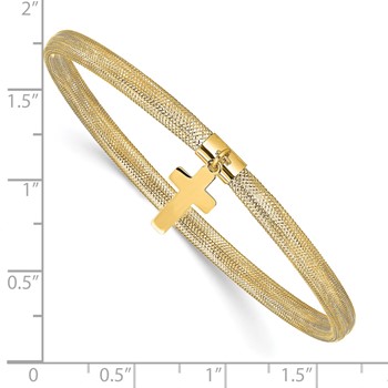 Leslie's 14K Polished Cross Charm Stretch Bangle — alternate view